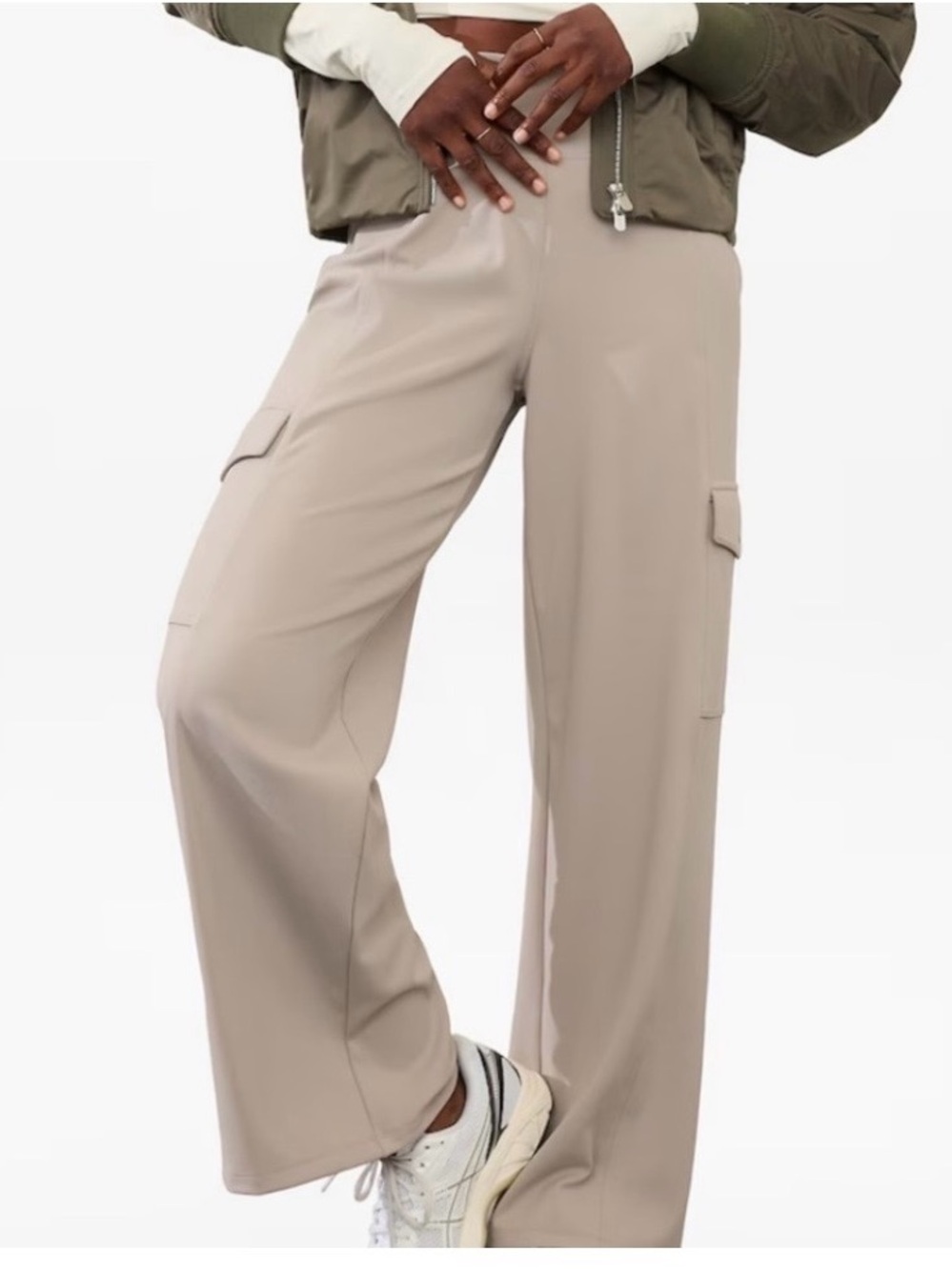 Athleta Wide Leg Cargo Pants in Taupe
